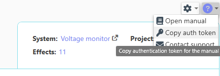 Paitron help menu with the Copy auth token option